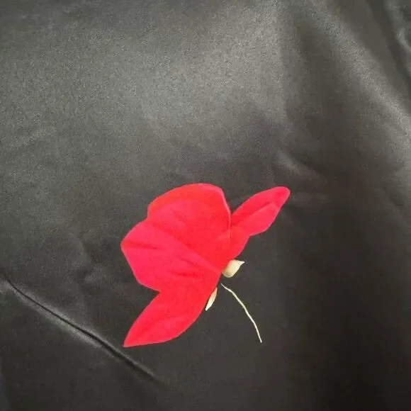 Black Dress with Red Floral Design - Picture 5 of 7